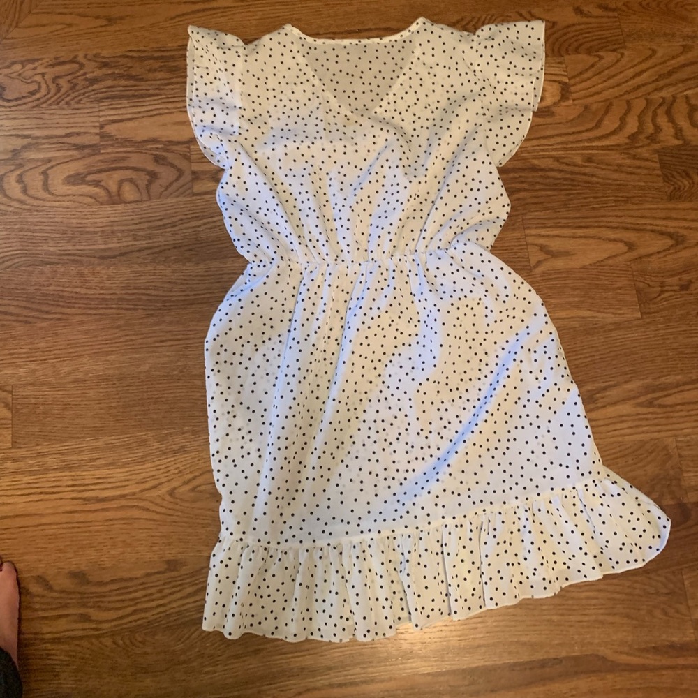 White dress with black polka dots, size medium
